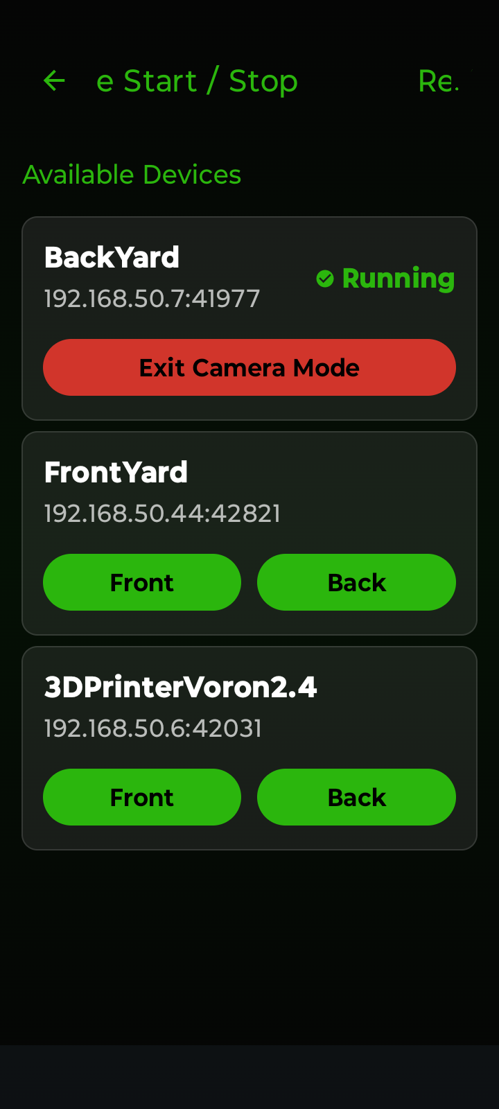 Remote Start Screen